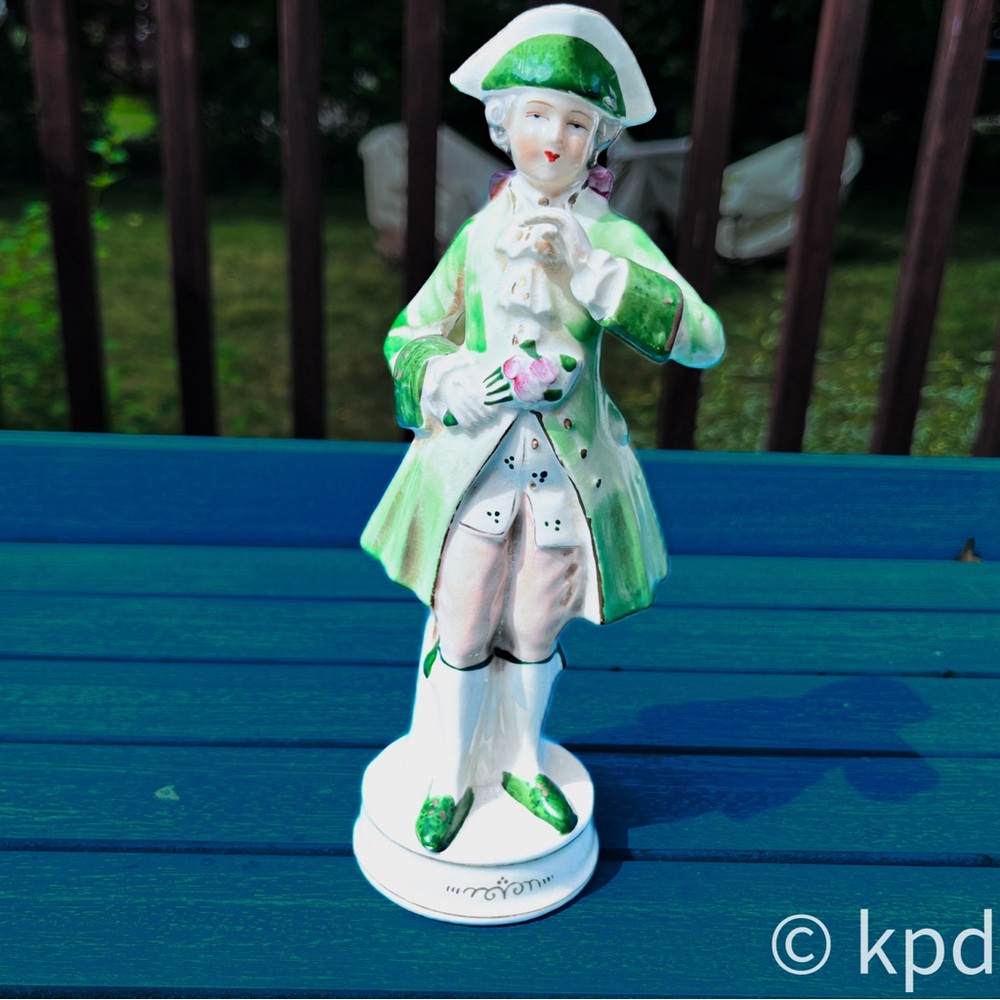 Vintage Japanese 1940’s Victorian Courting Colonial Man in Green